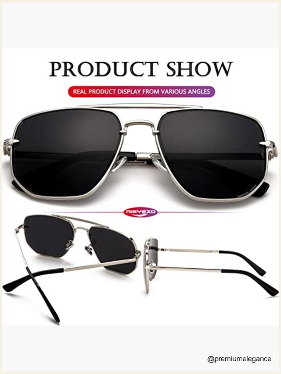 Oversized Square Aviator Sunglasses UV400 Military Pilot